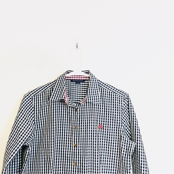 Brooks Brothers Plaid Button Down Shirt Size 4 Black/White - Picture 5 of 9
